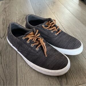 Sperry Men's Gray Canvas Sneakers with Tan Laces